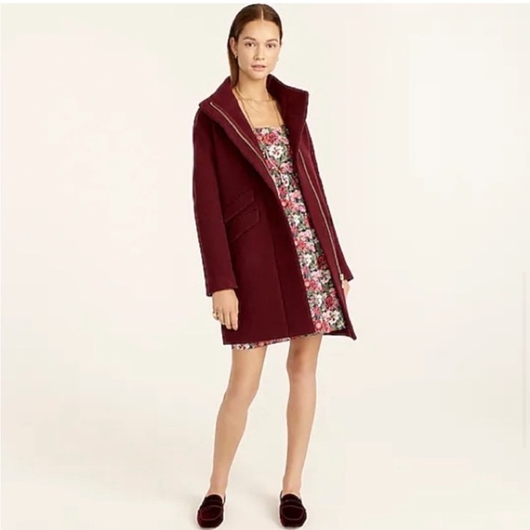 *NWOT* J.Crew Cocoon Coat Italian Stadium Cloth Wool, Heather Fire Red, size 0P - Picture 4 of 16
